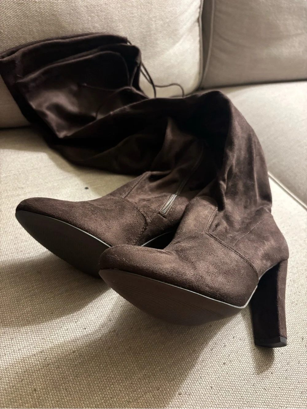 Women's Over-the-Knee Suede Boots in Dark Brown brand new
